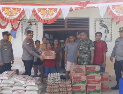 Kunjungi Desa Kampung Baru, Kapolres Sanggau Serahkan Bantuan Sosial