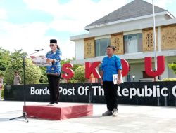 Peringatan Hari Sumpah Pemuda Ke-95 Tahun Satgas Yonif 122/TS Melaksanakan Upacara Di PLBN Skouw