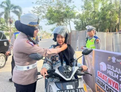 Menekan Fatalitas Korban Kecelakaan, Satlantas Polres Pelalawan Sosialisasikan “Bulan Tertib Helm 2023”