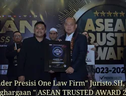 Founder Presisi One Law Firm” Juristo.SH, Raih Penghargaan ” ASEAN TRUSTED AWARD 2023