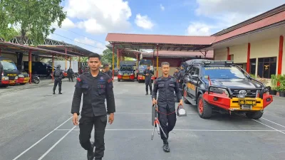 Antisipasi Gangguan Keamanan Dalam Negeri, Satgas Tindak Subsatgas Jibom Patroli dan Deteksi Kantor Bawaslu Riau