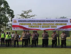 Upacara Laporan Kenaikan Pangkat Pengabdian dan Pemberian Reward di Polres Kuansing