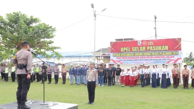 Kapolres Pelalawan Pimpin Apel Gelar Pasukan Operasi Keselamatan Lancang Kuning Tahun 2024