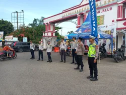 Pengamanan Pasar Ramadhan di Taman Jalur Depan Mako Polsek Kuantan Tengah Berlangsung Lancar