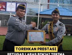 Torehkan Prestasi, Petugas Lapas Binjai Terima Penghargaan Pegawai Telada