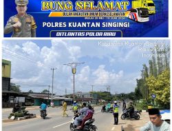 Satlantas Polres Kuansing Gelar Pengaturan dan Patroli Shalat Jumat di Masjid Agung