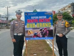 Operasi Zebra LK 2025, Polres Siak Pasang 18 Spanduk Himbauan Keselamatan Lalu Lintas