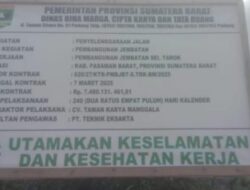 Proyek Jembatan Sei Tarok Jorong Ranah Penantian Poros Tinggal Pengecoran Plat dan Oprit