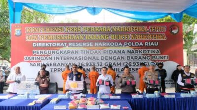 26,9 Kg Sabu Dimusnahkan Polda Riau, Jaringan Napi Pengendali Terbongkar
