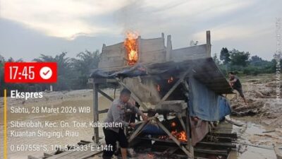 Tindak Lanjuti Laporan Masyarakat, Polsek Kuantan Mudik Tertibkan Aktivitas PETI di Gunung Toar