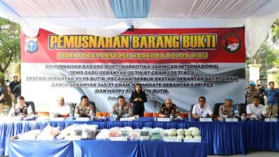 Polda Riau Musnahkan Narkoba Rp69,7 Miliar, Gagalkan Jaringan Internasional dan Selamatkan Hampir Sejuta Jiwa