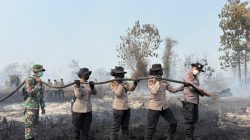 Dari Padamkan Api di Rohil Hingga Bagi Masker di Pelalawan, Ini Peran Polwan Polda Riau Tangani Karhutla