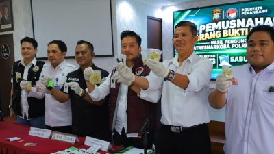 Polresta Pekanbaru Musnahkan BB Narkoba Hasil Pengungkapan Kasus